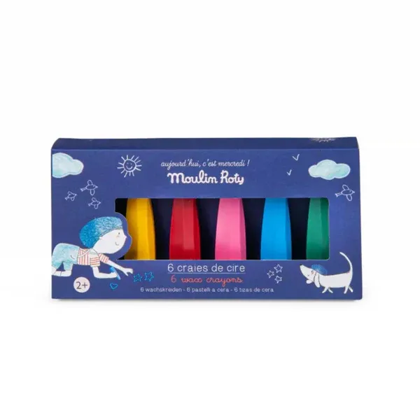 Moulin Roty Mercredi pastelli a cera 6 pezzi ergonomici cera d'api