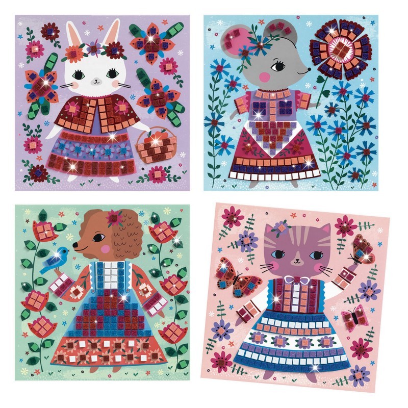 Djeco Mosaico Animali set creativo 4 quadretti 5 anni