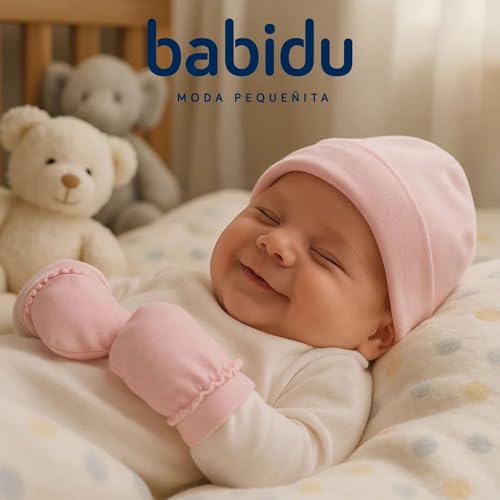 Babidu 9288 set cappello e guanti neonato cotone