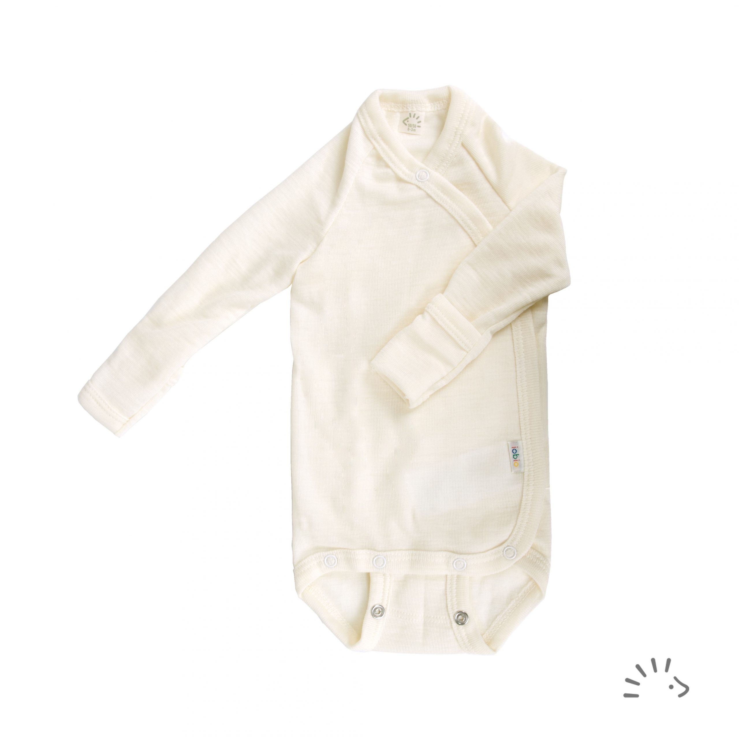 Popolini body kimono lana e seta ecrù maniche lunghe