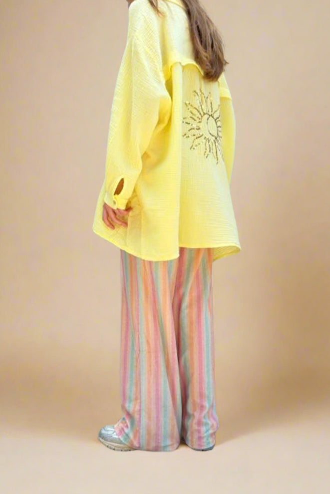 Ella and Rapha OLIVIA ROZY stripes pantaloni arancioni in spugna