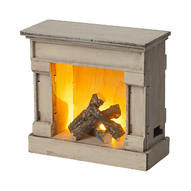 Maileg Caminetto Off White Miniatura Legno 8,5 cm