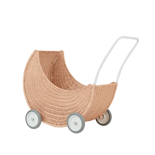 Olli Ella Dinkum Dolls Moon Strolley passeggino rattan rosa