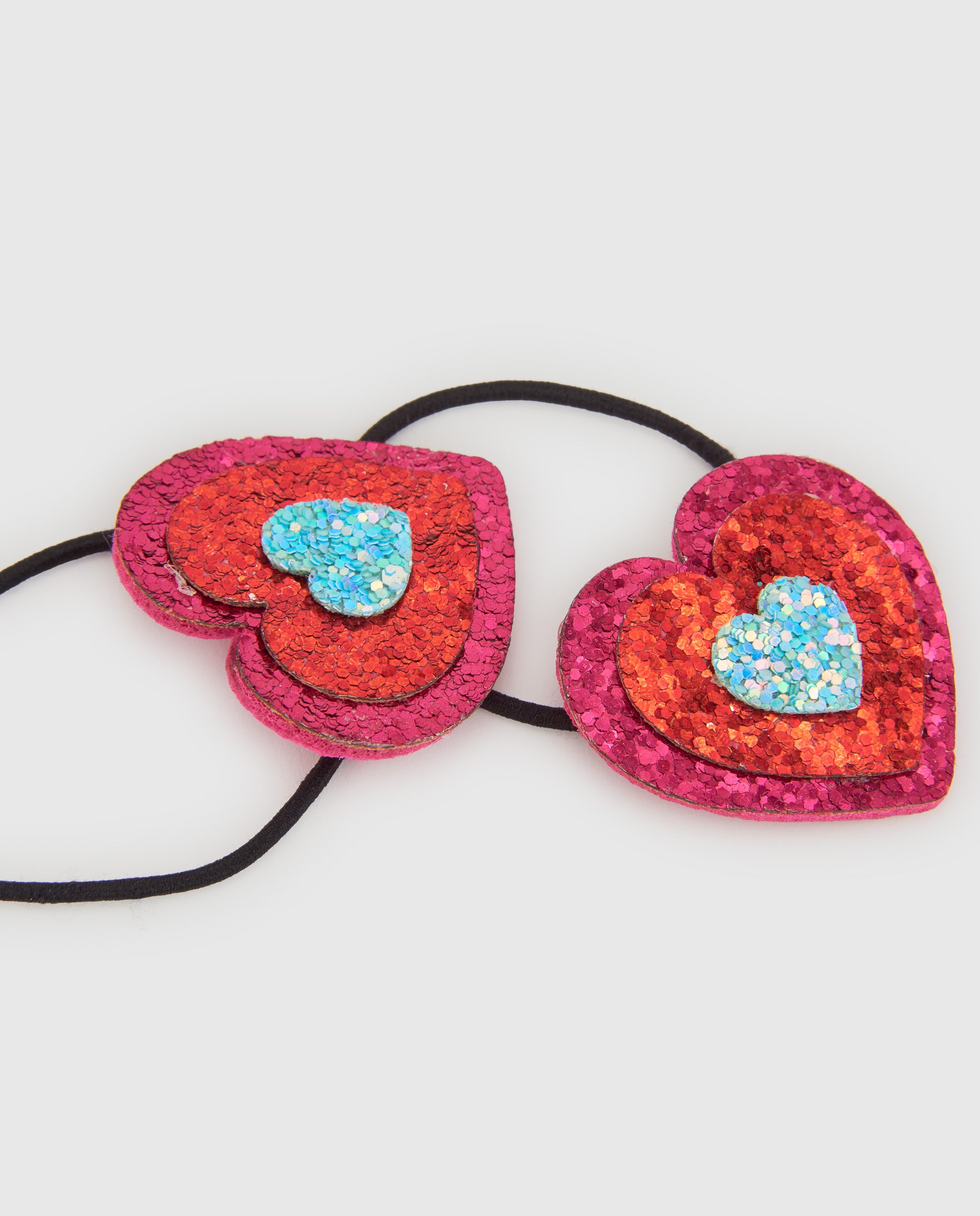 Tuc tuc elastici capelli bambina rossi cuore glitter