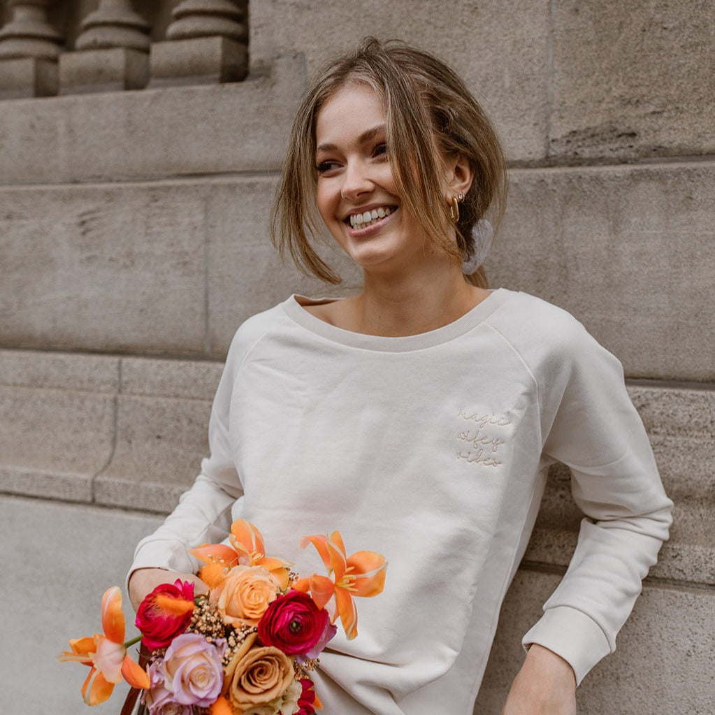 Ella and Rapha Wifey felpa ivory classic fit bianca