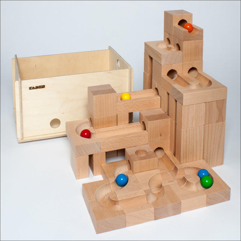 Kaden Set misto 64 pezzi pista biglie legno