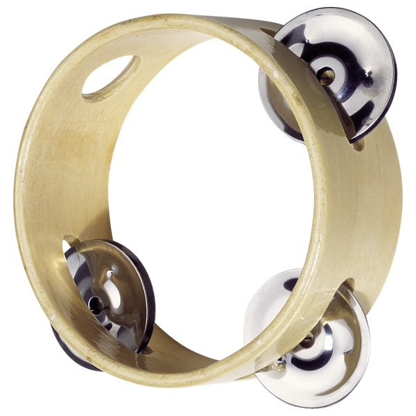Goki Tamburello tre piatti sonaglio in legno 10,5 cm