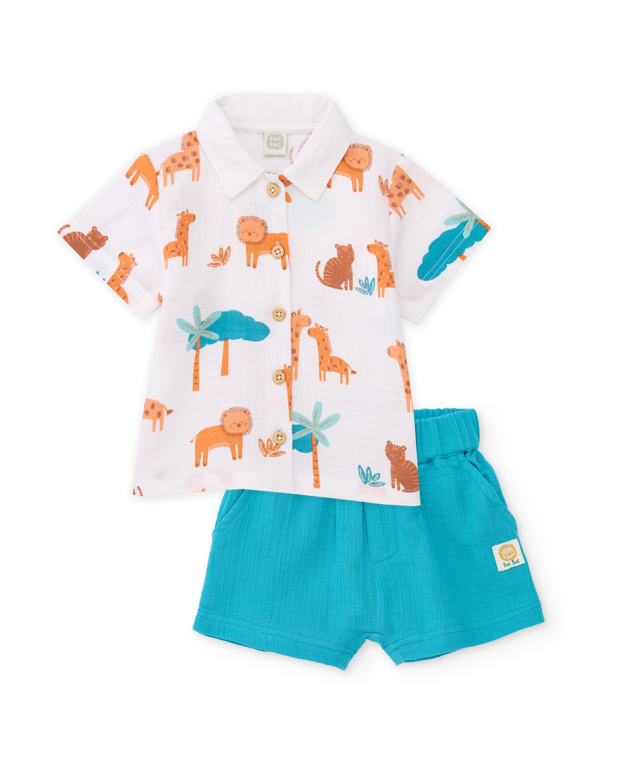 Tuc Tuc completo neonato savana camicia shorts