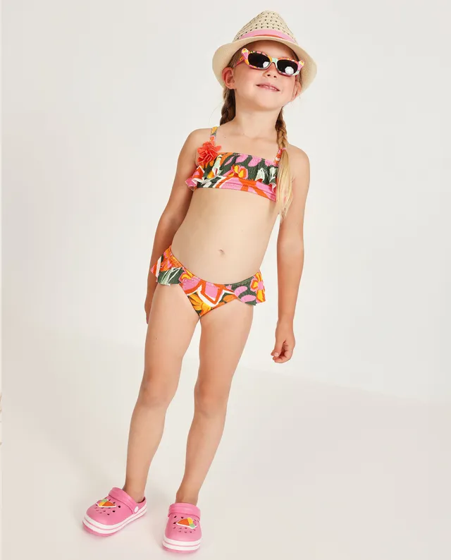 Tuc Tuc bikini bambina arancione fiore 3D