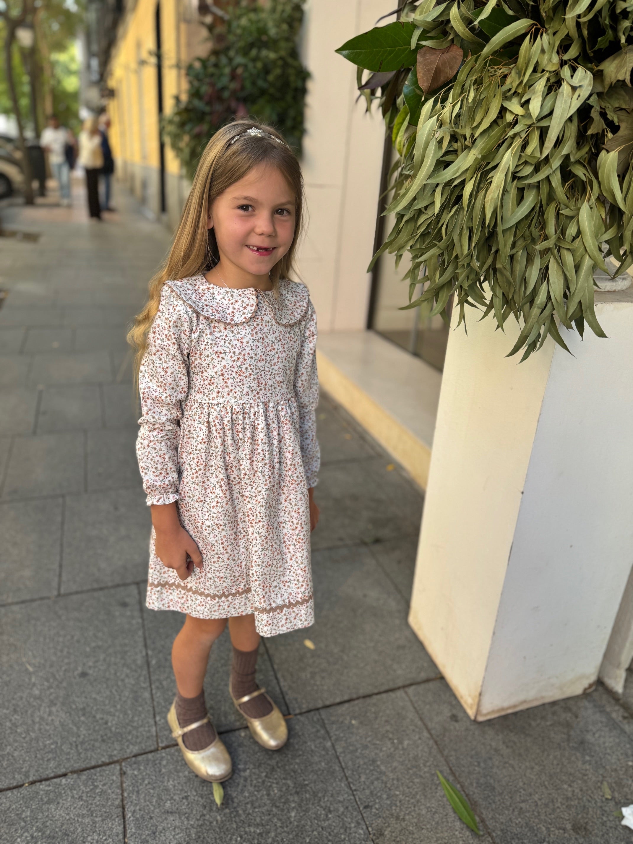 Mebi vestito bambina liberty manica lunga cotone