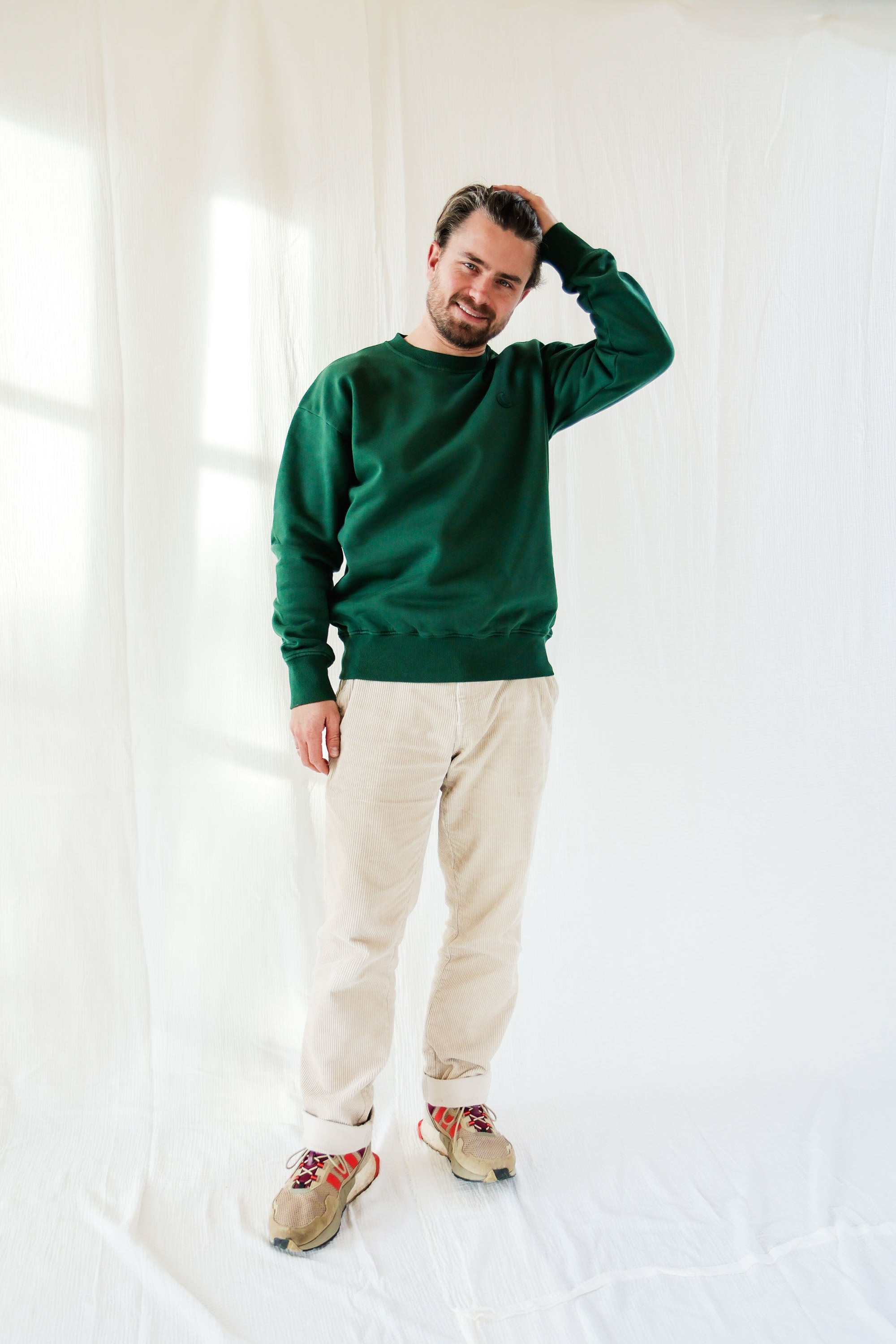 Ella and Rapha MOON felpa uomo verde in cotone