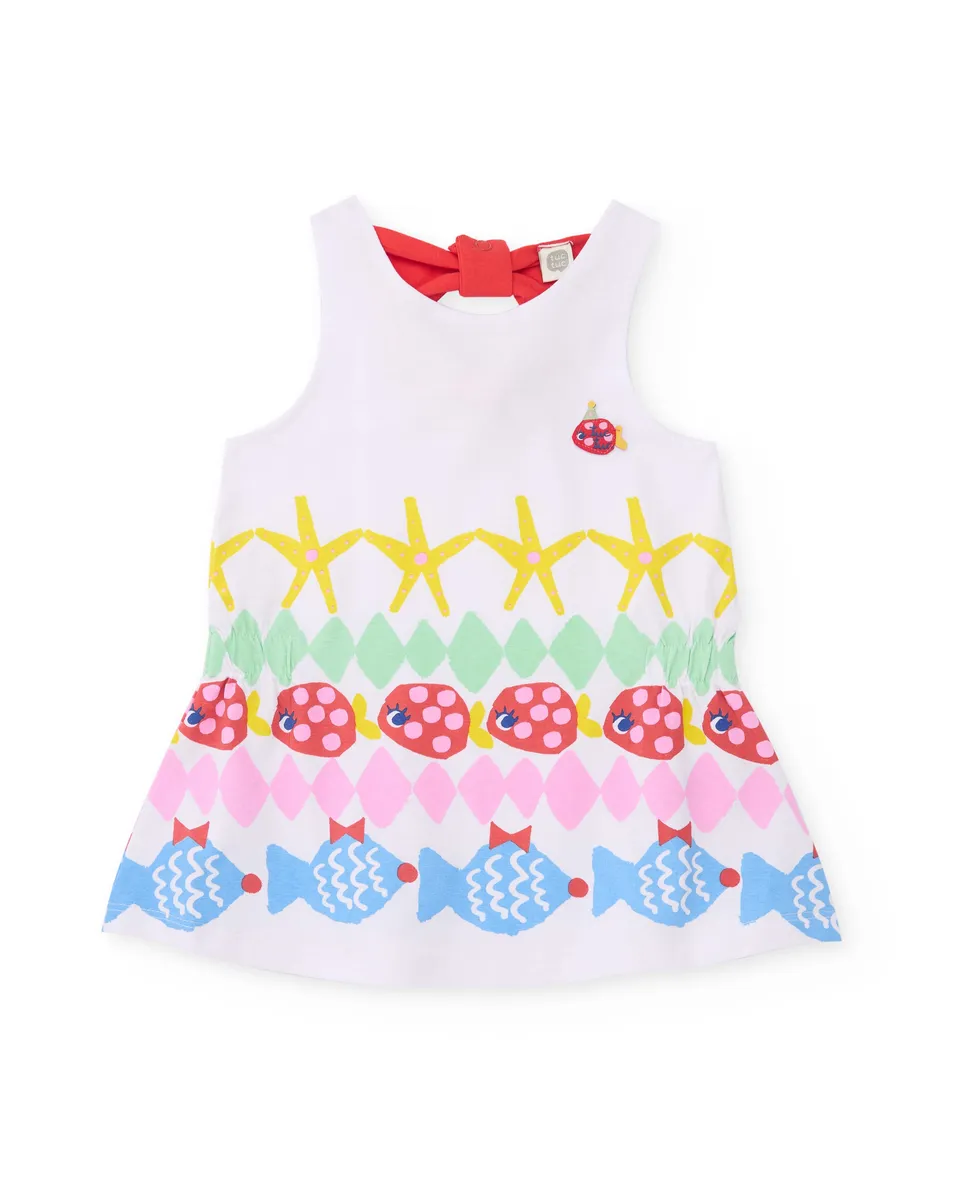 Tuc tuc vestito bambina bianco con fiocco dietro