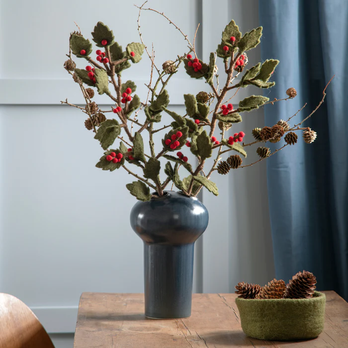 Gry & Sif Ramo Agrifoglio decorazione lana 60 cm