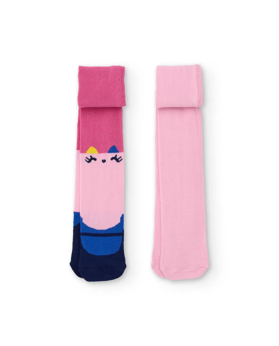 Tuc Tuc Meow Meow collant bambina rosa con gattino