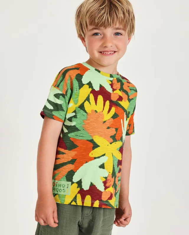 Tuc tuc maglia verde stampa all-over bambino