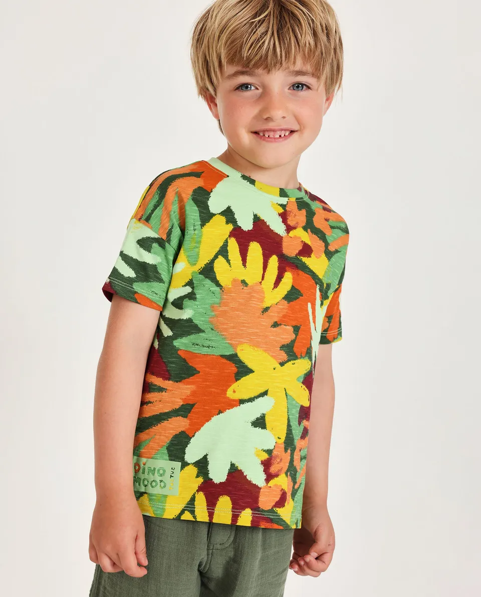 Tuc tuc maglia verde stampa all-over bambino