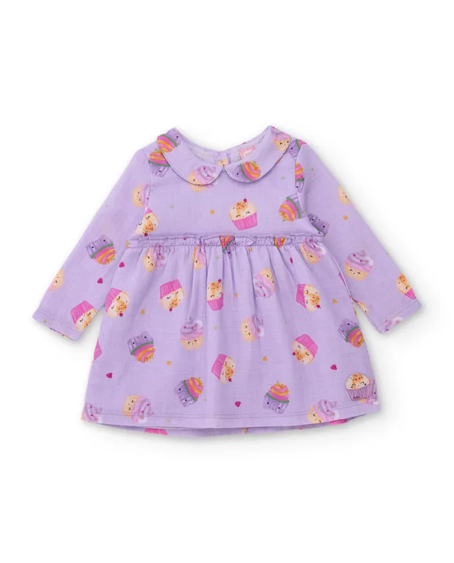 Tuc Tuc vestito neonata lilla cupcake manica lunga