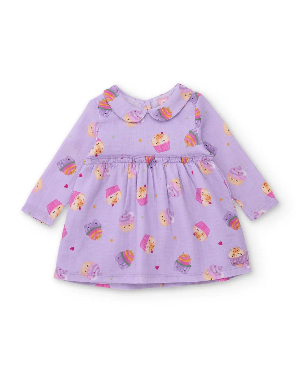Tuc Tuc vestito neonata lilla cupcake manica lunga