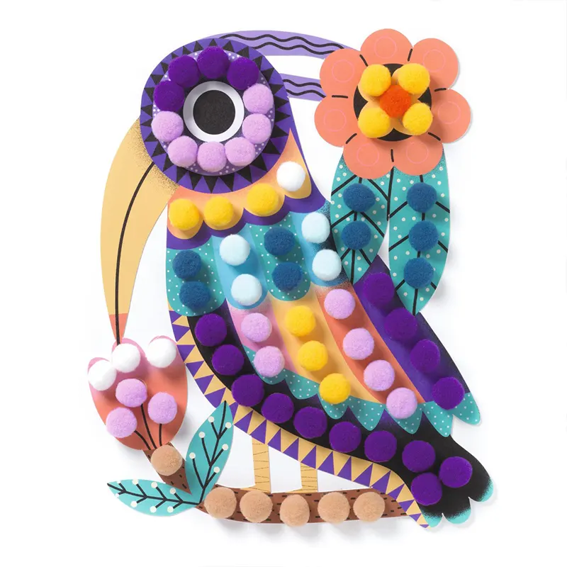 Djeco Atelier Pompoms Collage set collage feltro