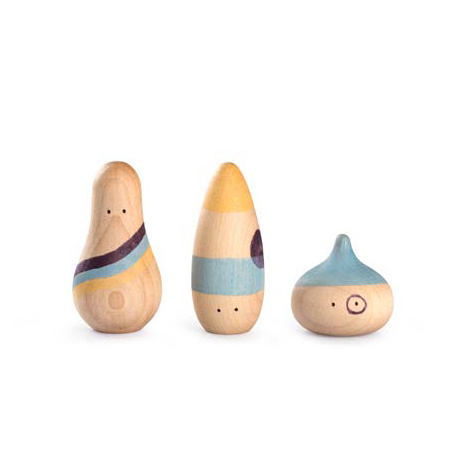 Grapat Funny Family personaggi legno 3 pezzi