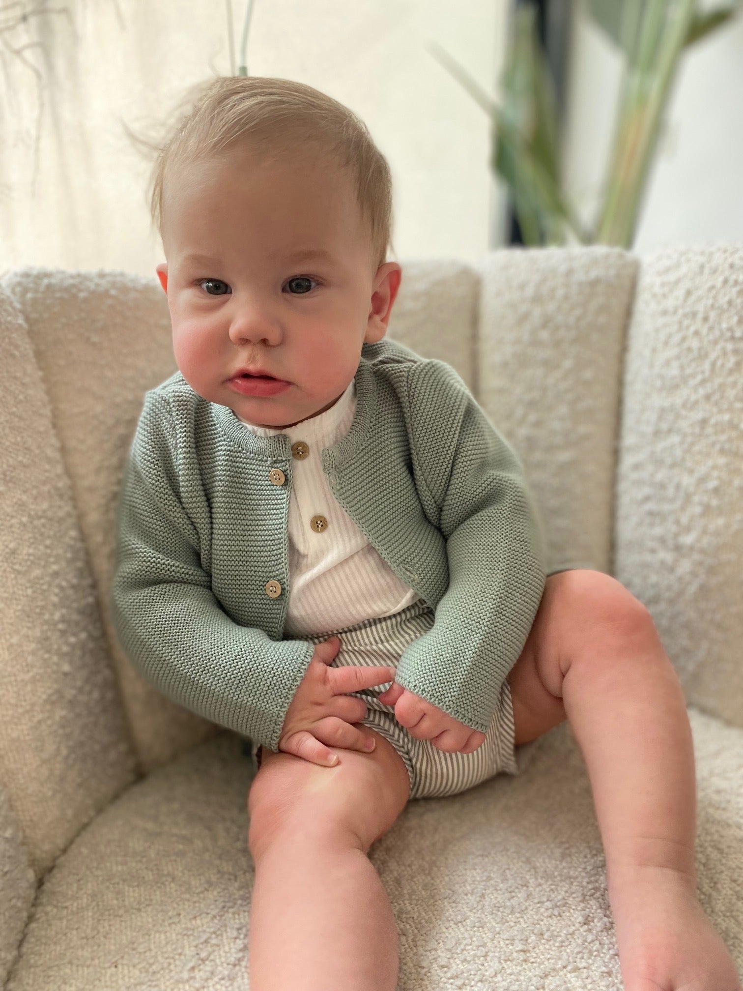Mebi camicia neonato bianca cotone bottoni legno manica corta