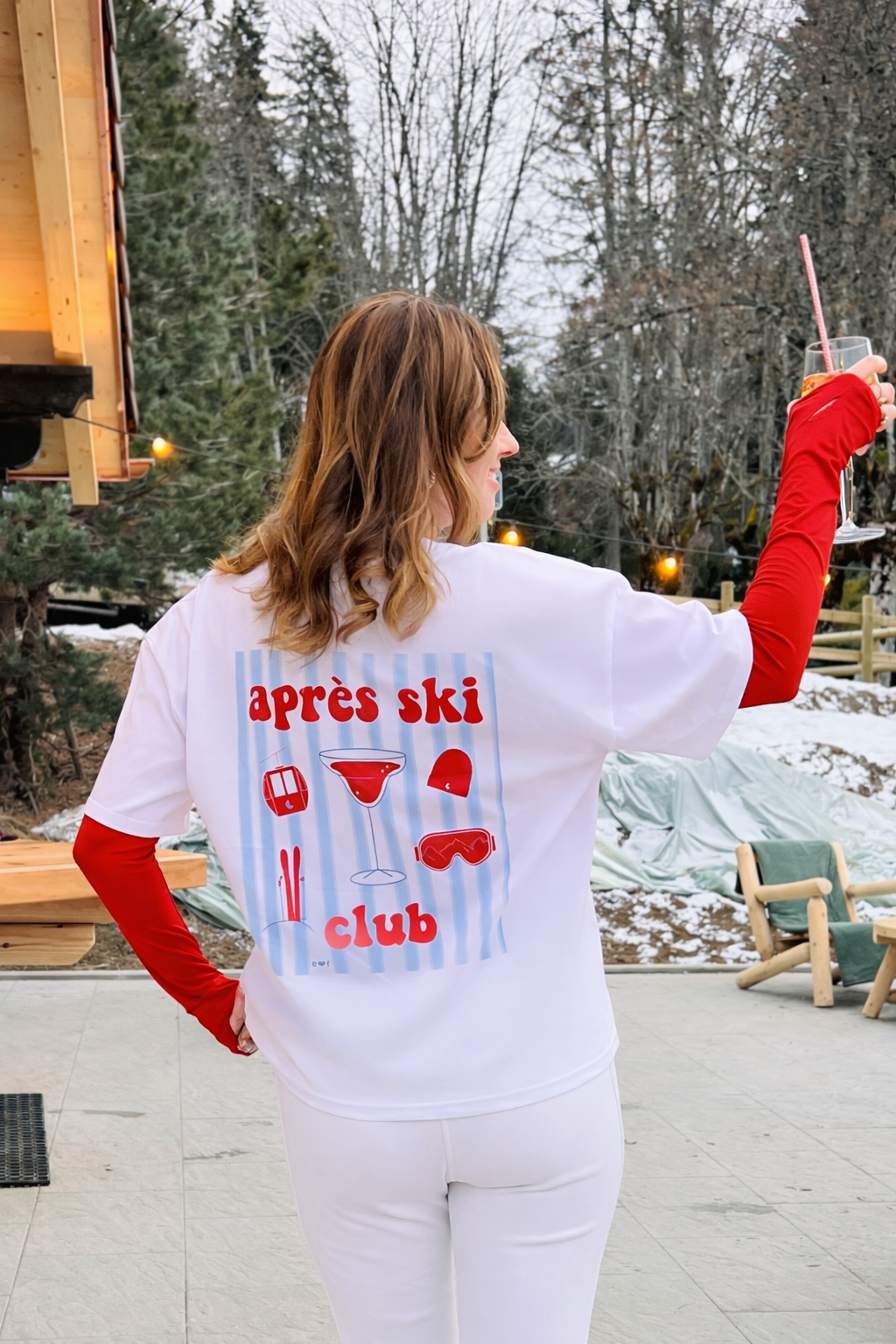 Ella and Rapha Après Ski Club t-shirt bianca donna cotone bio