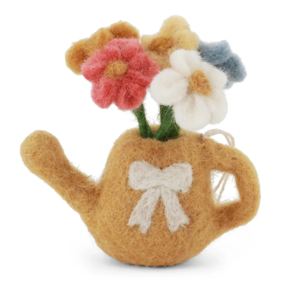 Gry & Sif Annaffiatoio con fiori decorazione feltro 6x8 cm