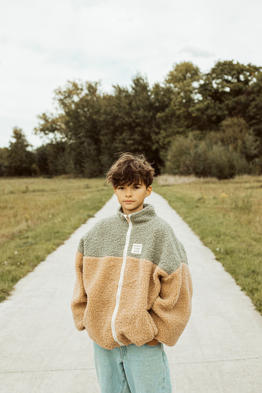 Ella and Rapha Sun Jacket giacca teddy verde salvia bimbi