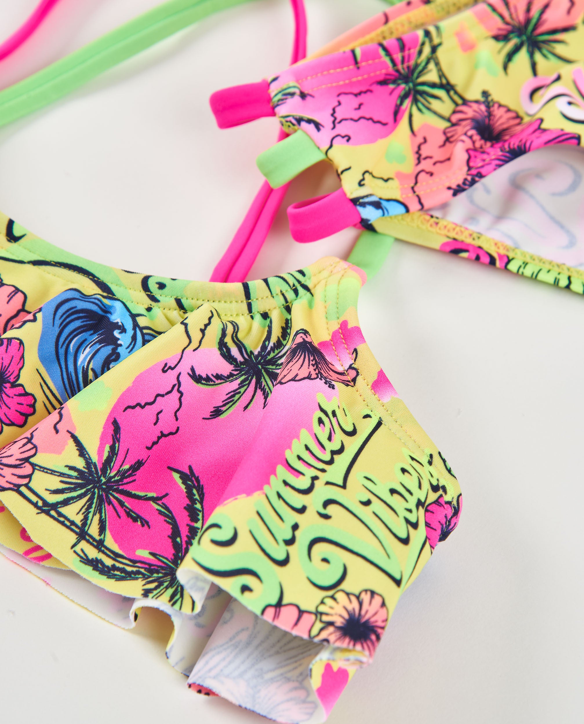 Tuc Tuc Bikini Bambina Tropicale Giallo con Volant