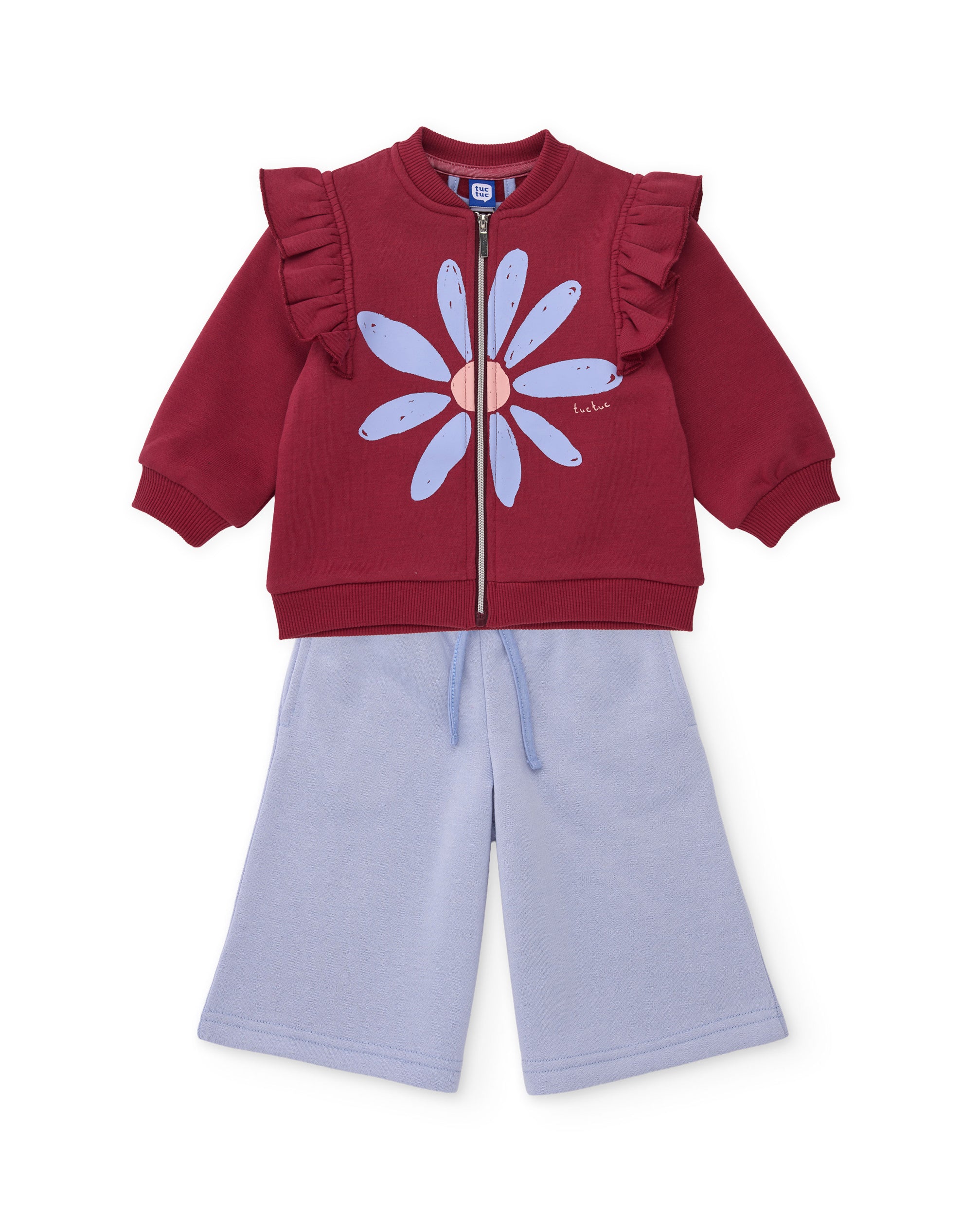 Tuc Tuc tuta felpa bambina bordeaux fiori con zip