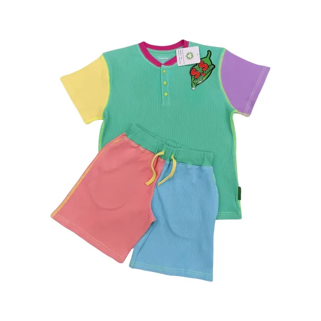 Slugs & Snails 90s Neon Shortee completo bimbi cotone waffle neon
