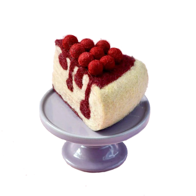 Tara Treasures Boysenberry Cheesecake fetta torta feltro lana