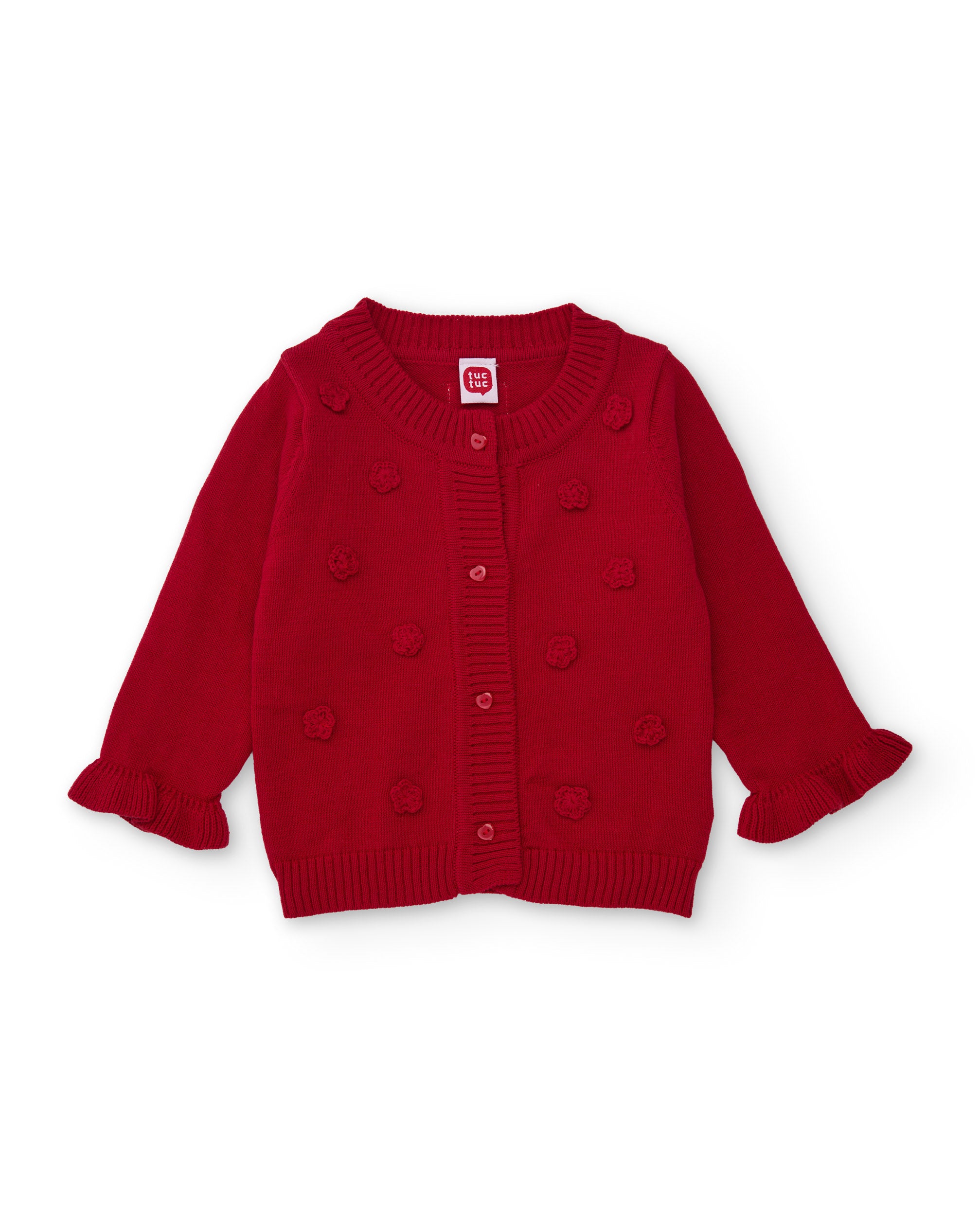 Tuc Tuc Cardigan Neonata Rosso Maglia Fiori