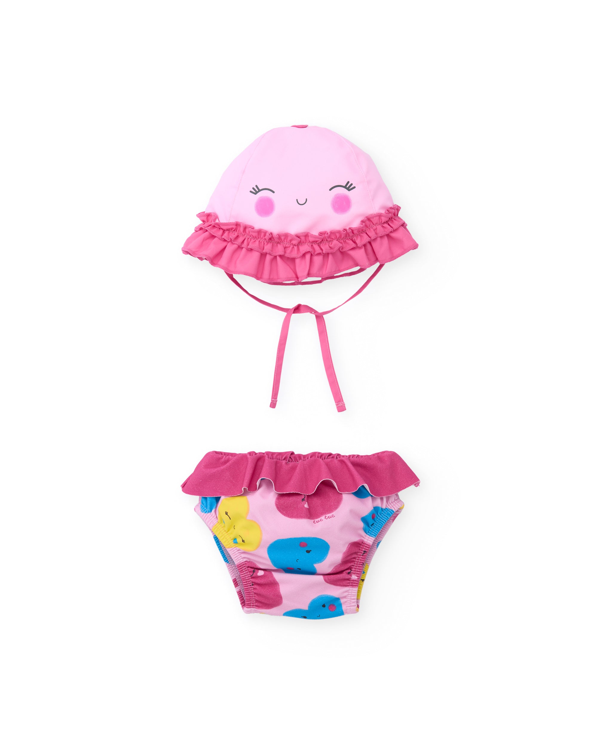 Tuc tuc costume neonata rosa con cappello UPF 50+