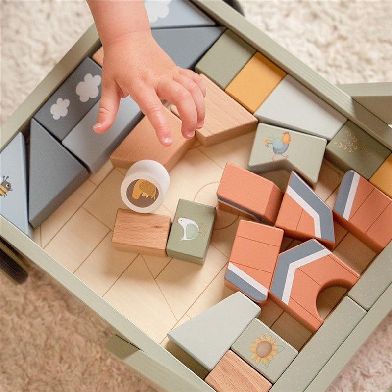 Little Dutch Little Farm carrello legno con blocchi
