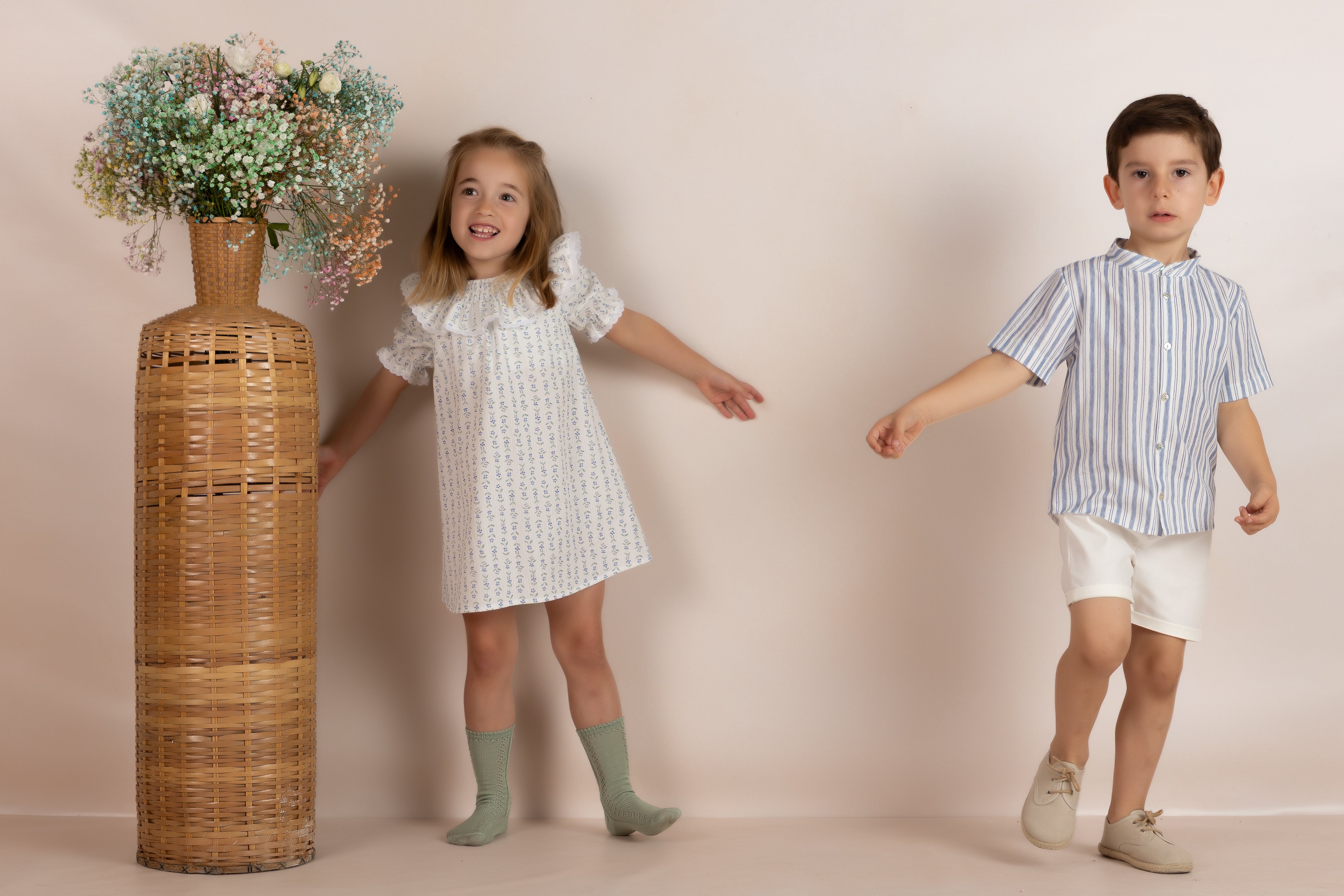 Mebi Raya Azul Camicia Bambino Manga Corta Cotone