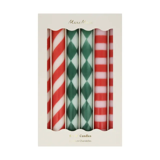 Meri Meri Festive Stripe candele tavolo set 6 pezzi