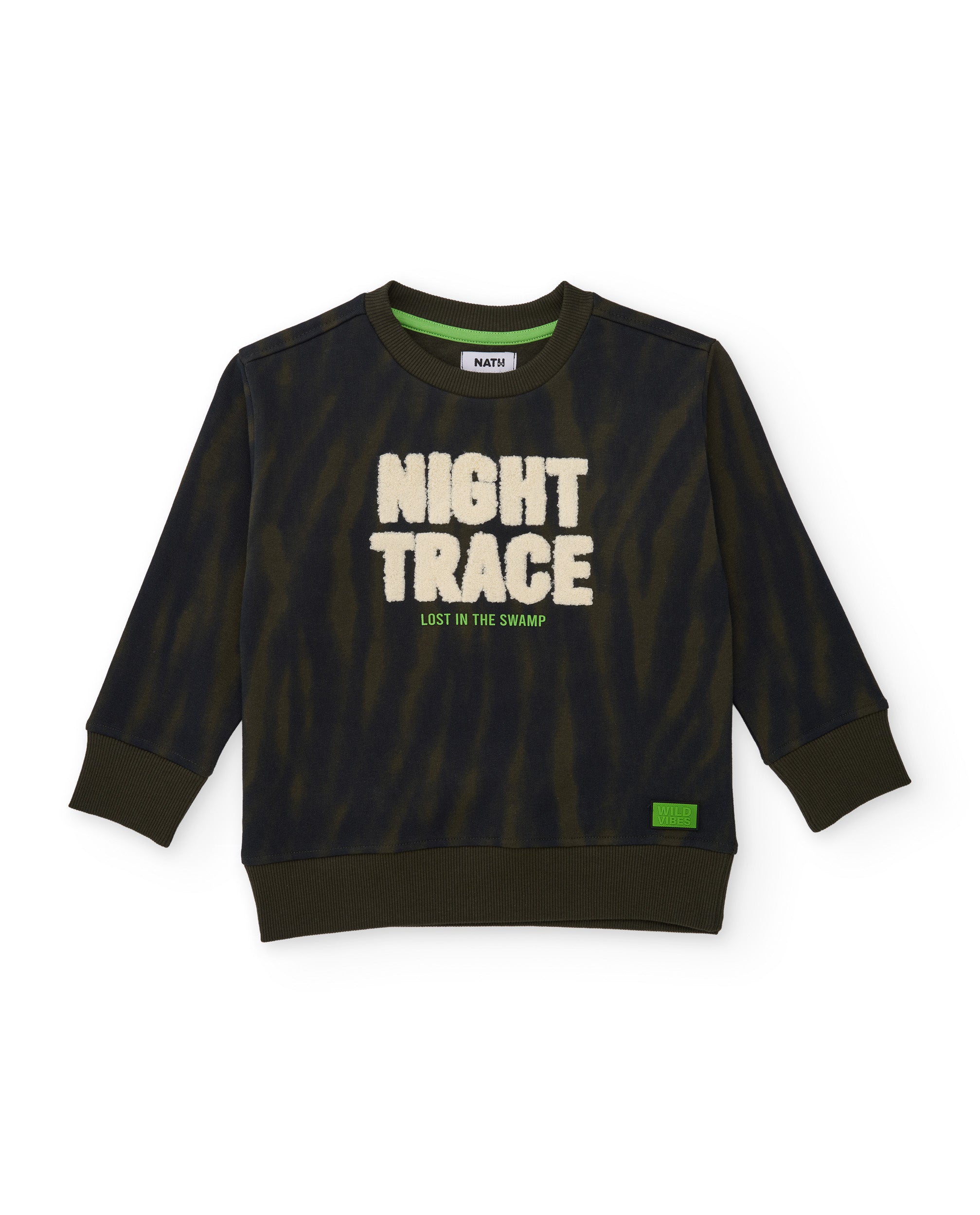 Tuc tuc Night Trace felpa bambino verde militare scritta