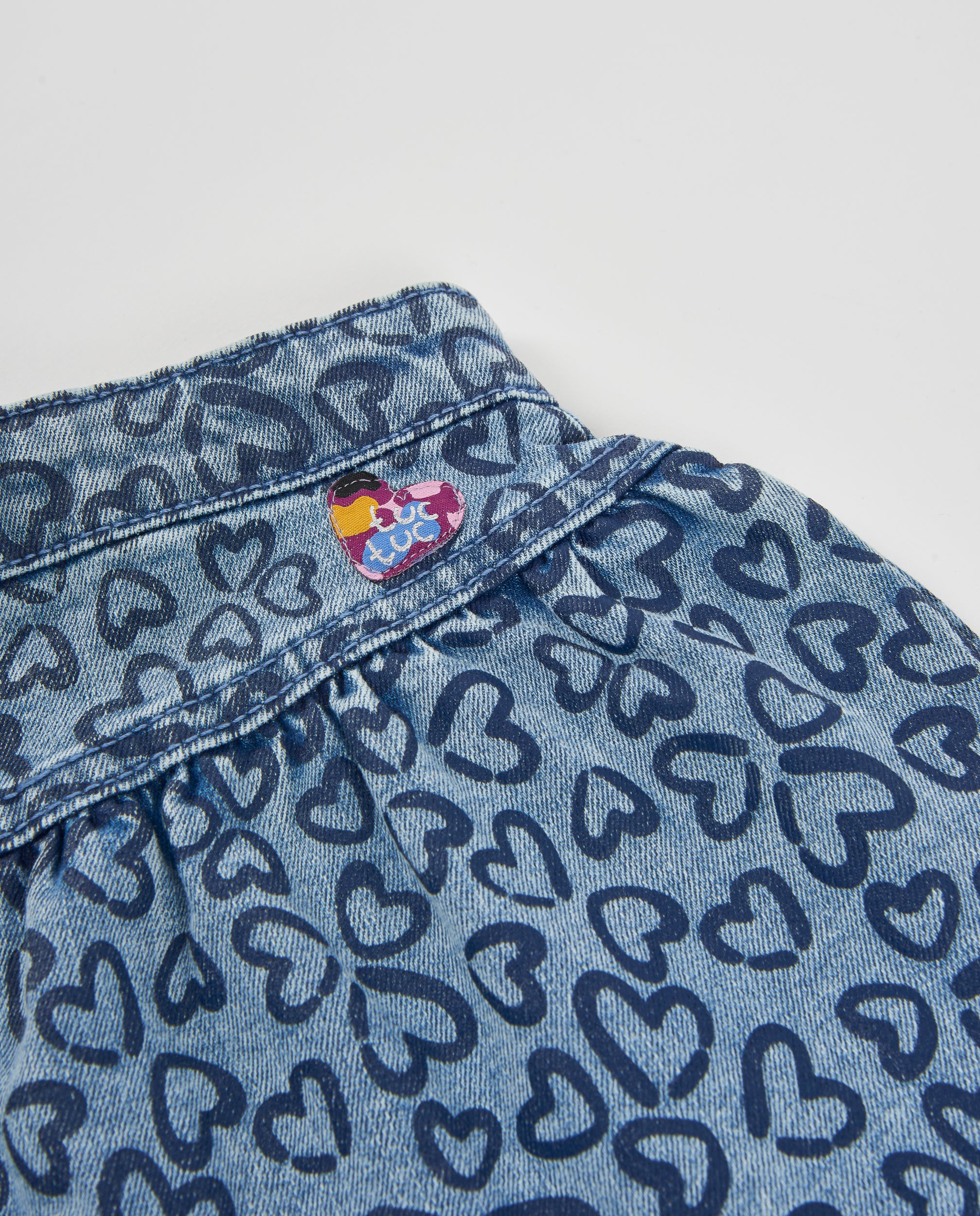 Tuc tuc gonna denim bambina cuori blu denim