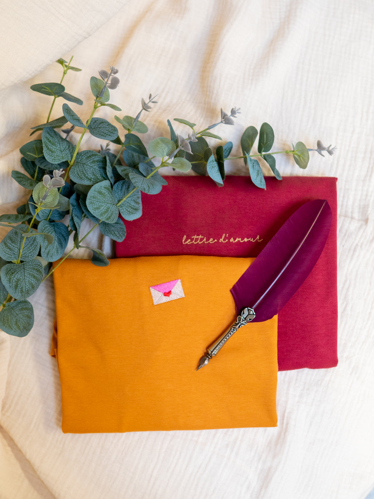 Ella and Rapha Love Letter t-shirt donna arancione cotone
