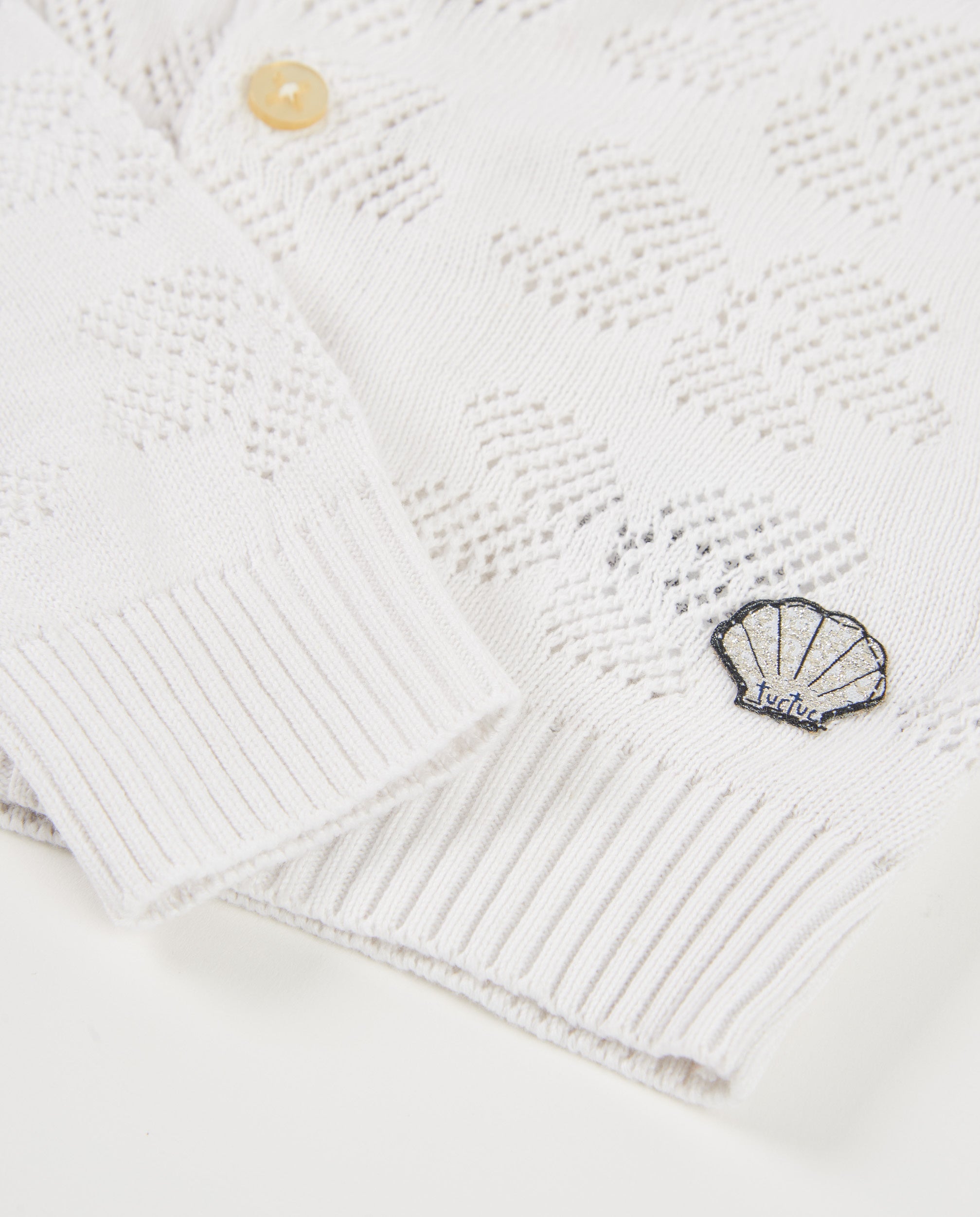 Tuc Tuc Cardigan Bimba Traforato Bianco in Maglia