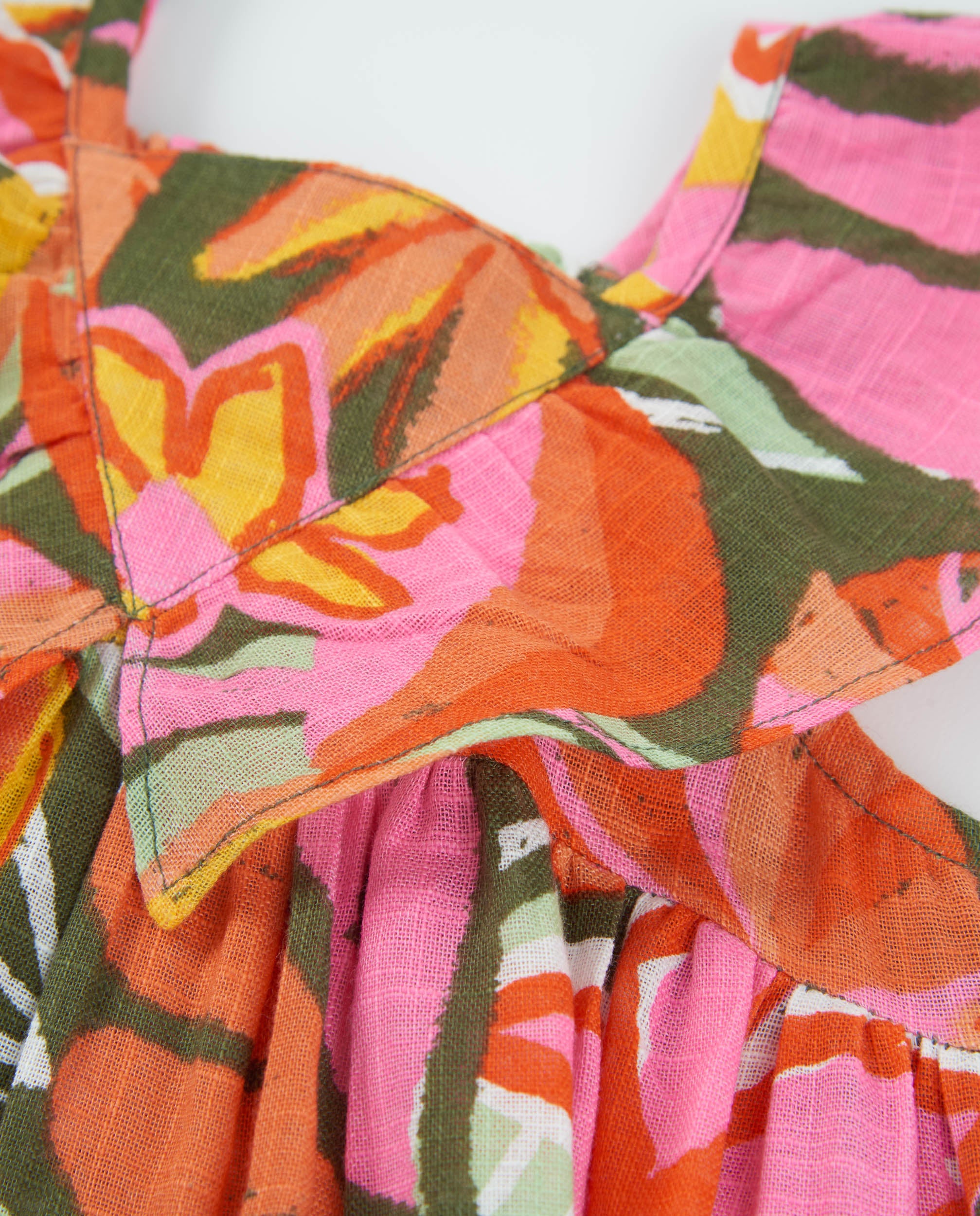 Tuc Tuc vestito bambina arancione fiori smanicato