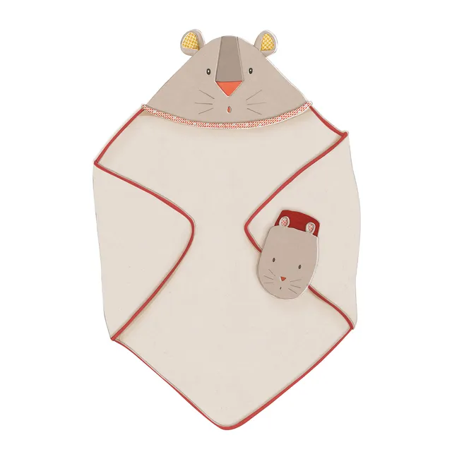 Moulin Roty Les Papoum accappatoio spugna grigio topolino