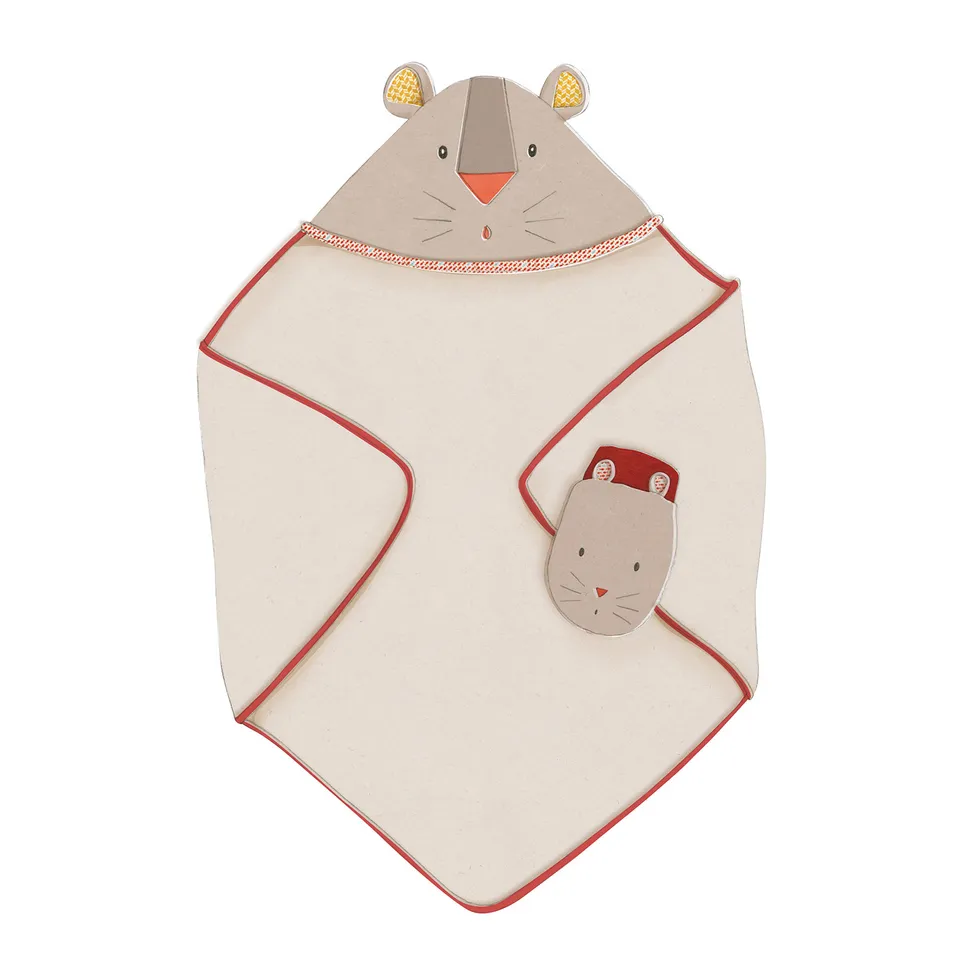 Moulin Roty Les Papoum accappatoio spugna grigio topolino