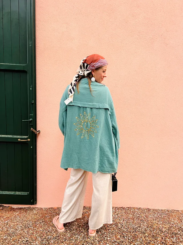 Ella and Rapha Aliyah Sun camicia aqua mare leggera