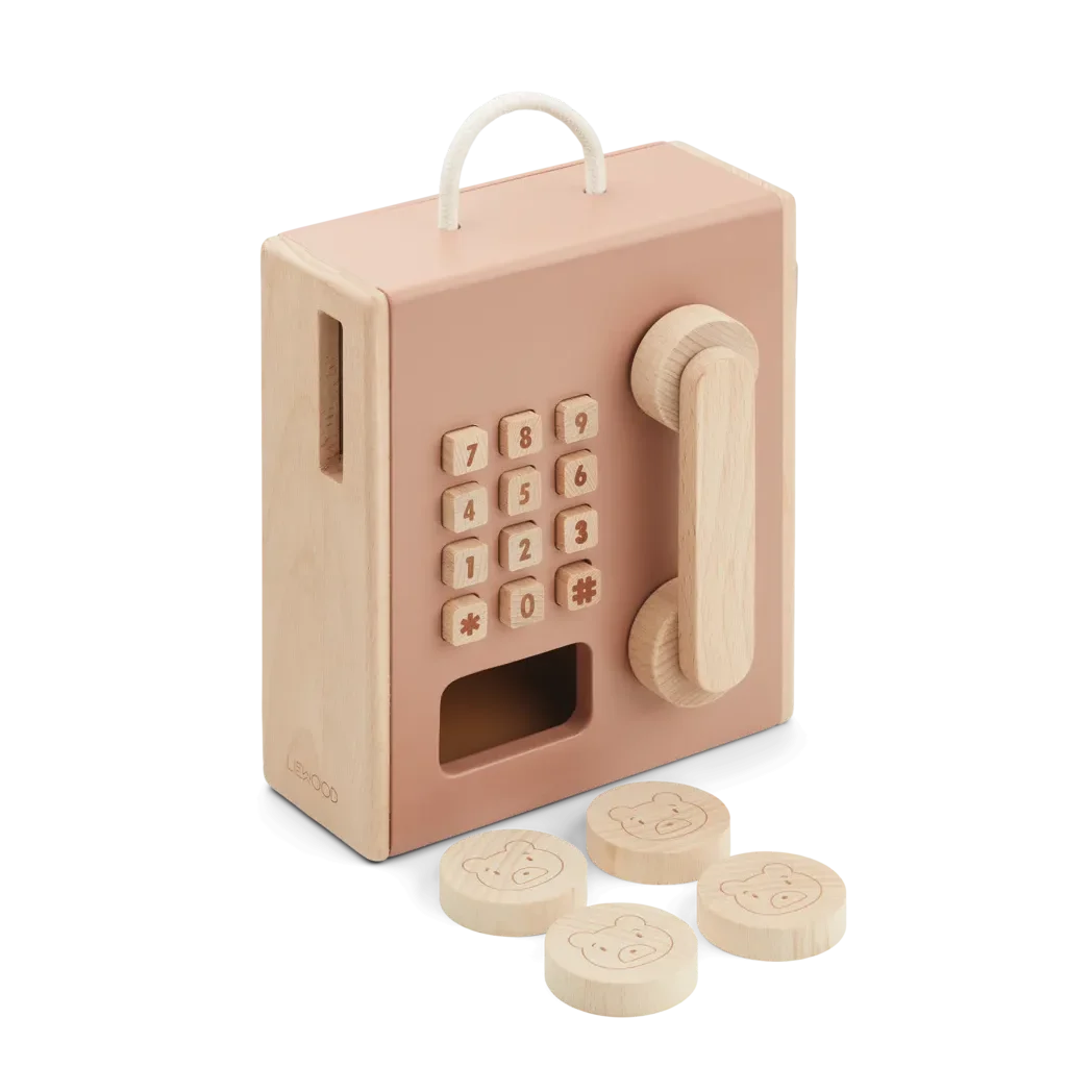Liewood Rufus Coin Telephone rose telefono giocattolo legno