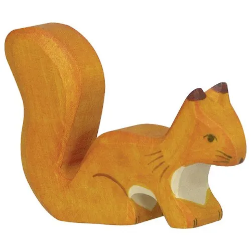 Holztiger Scoiattolo Arancione Figura Legno Intagliato