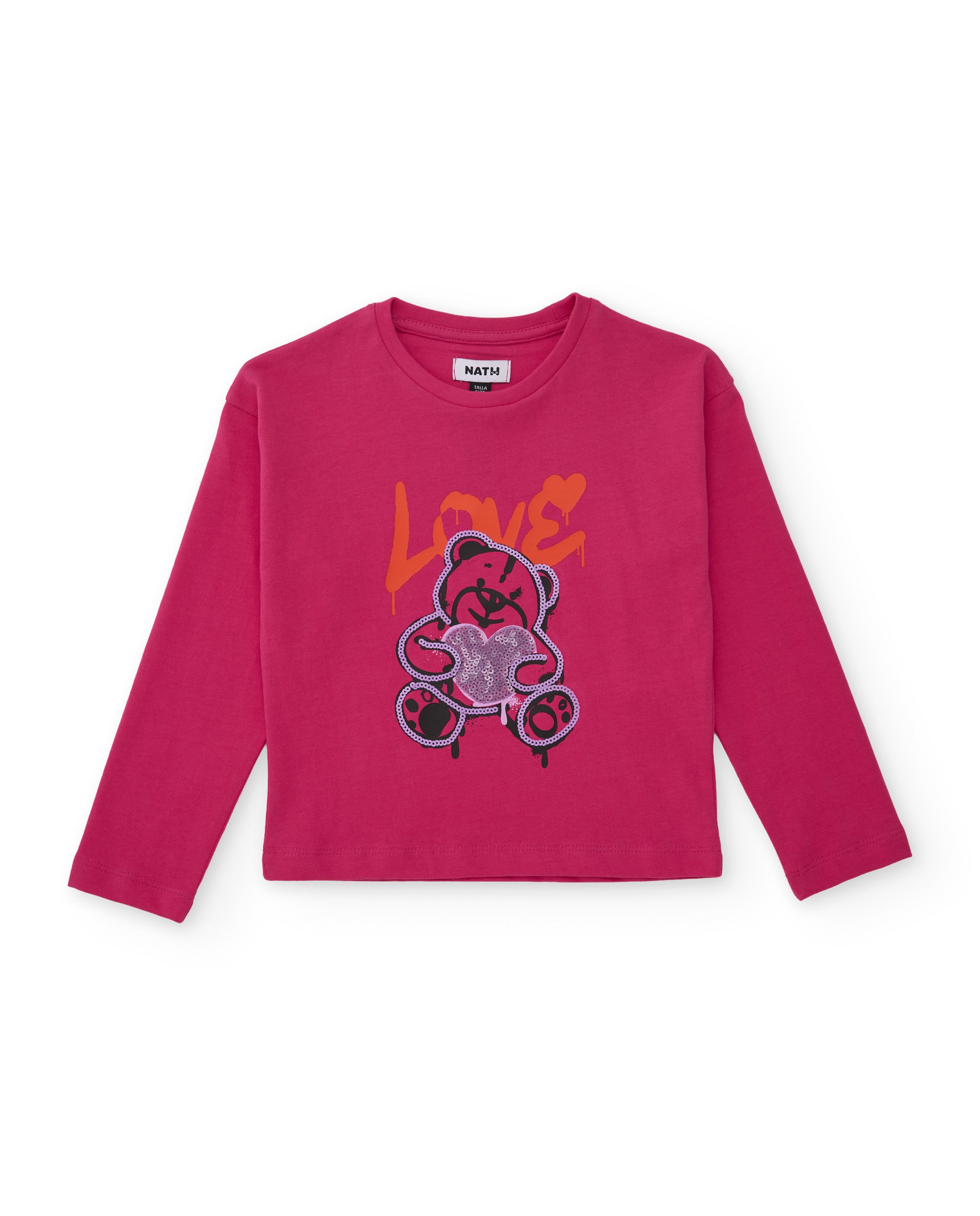 Tuc Tuc maglietta bimba fucsia orso Love manica lunga