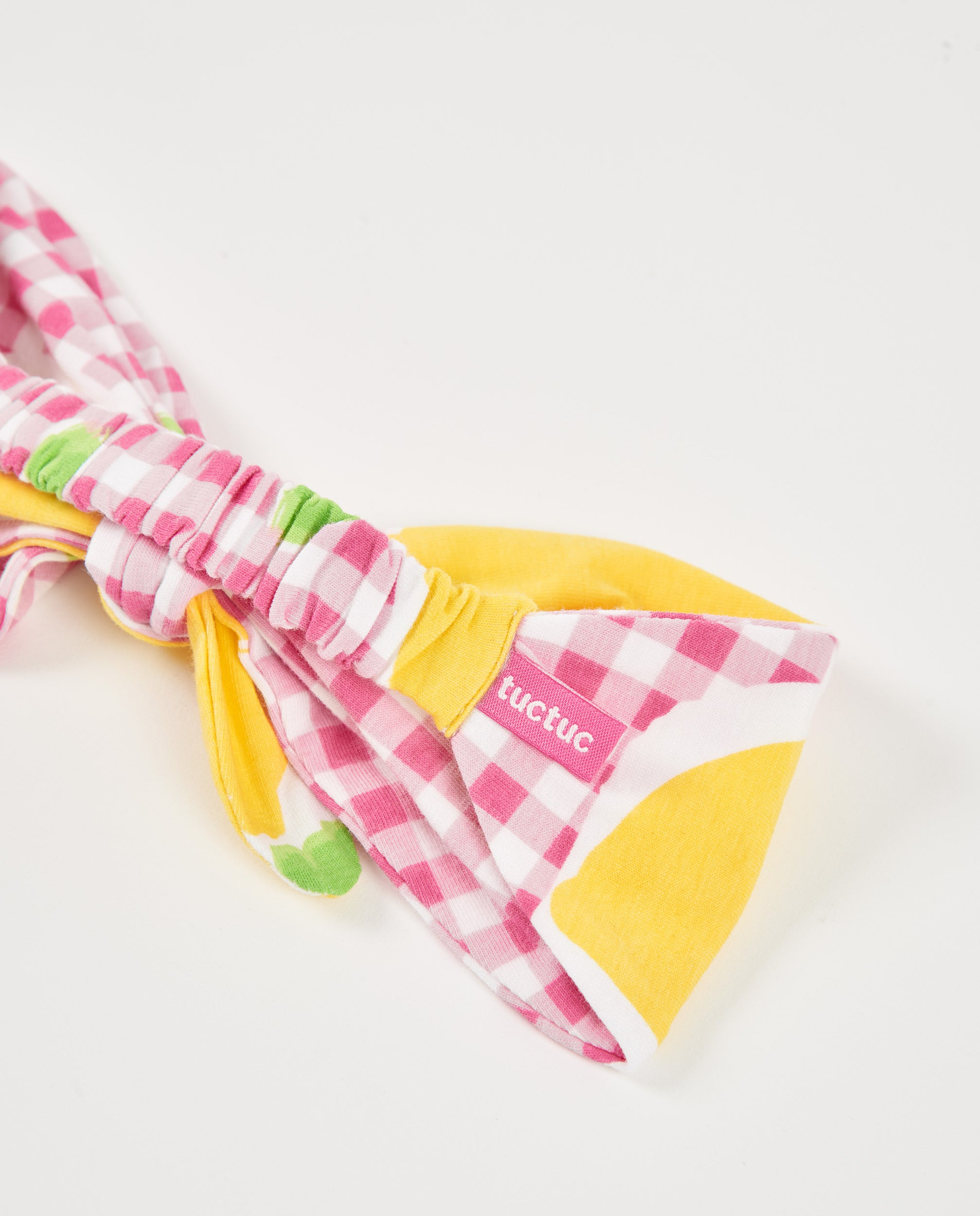 Tuc Tuc fascia capelli bambina rosa vichy limoni