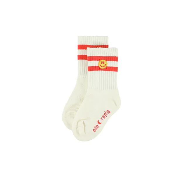 Ella and Rapha Smiley calzini bambino bianco sporco cotone